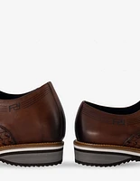 Blucher +7 en piel trenzada color caoba para hombre