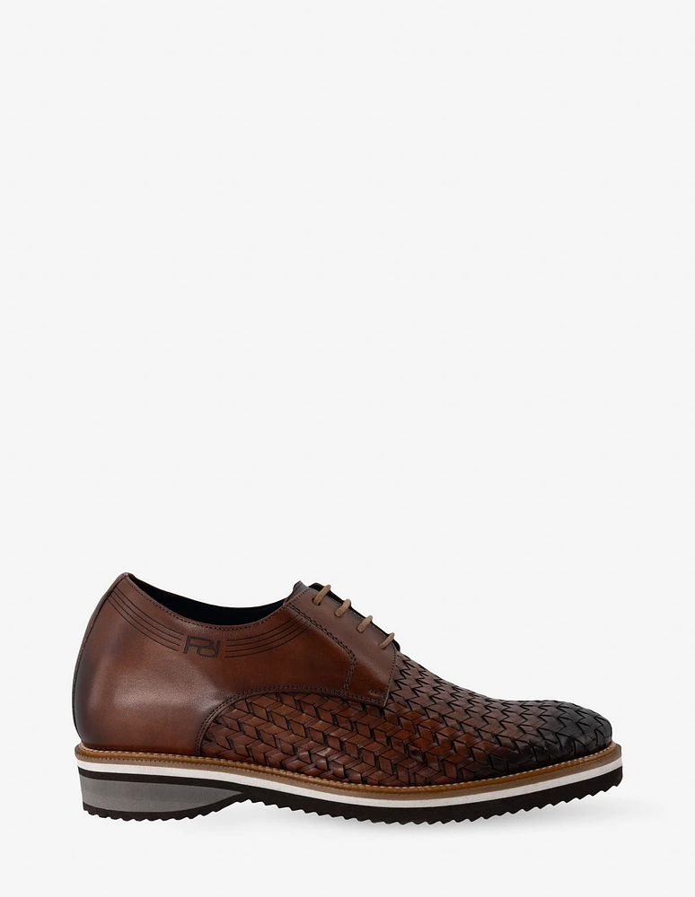 Blucher +7 en piel trenzada color caoba para hombre