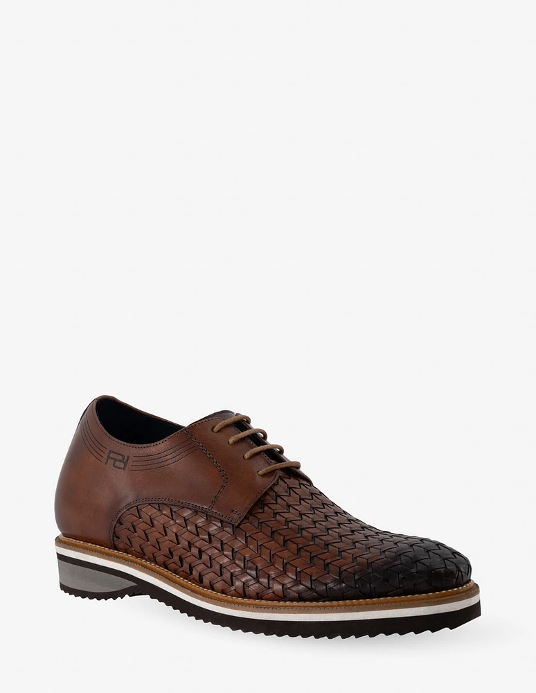 Blucher +7 en piel trenzada color caoba para hombre