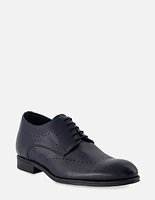 Zapato Bostoniano +7 en piel color azul con picado para hombre