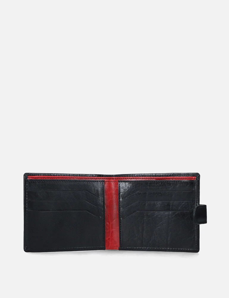 Cartera de piel negro con rojo