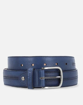 Cinturón azul piel napa para hombre