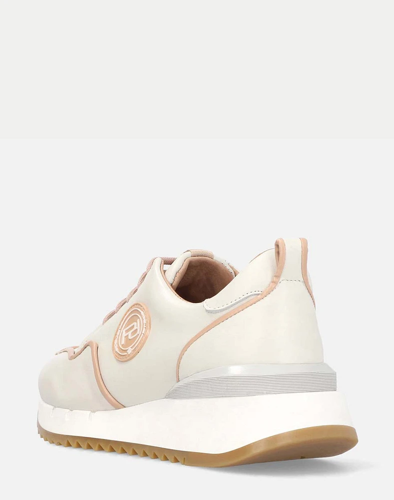 Zapato deportivo en piel napa beige con logo Pd para mujer