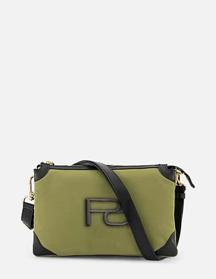 Bolso mini en textil verde asa bandolera para mujer