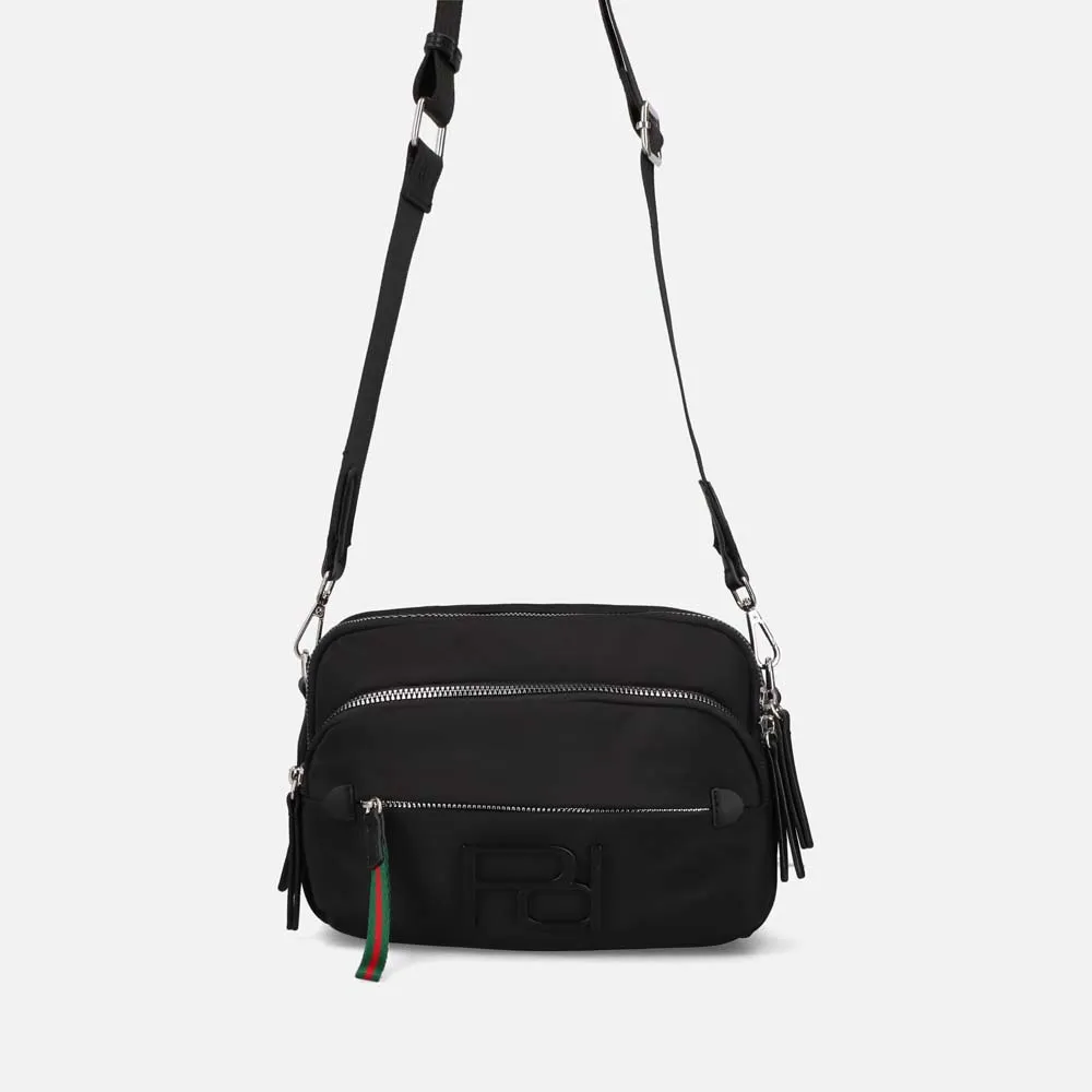 Bolso bandolera multibolsillos M nylon negro