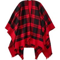 Women's Plaid Poncho