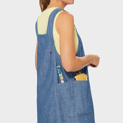 Women's Chambray Sleeveless Smock Dress