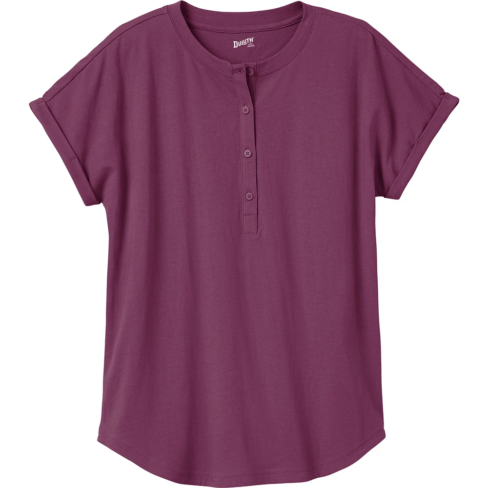 Women's Plus Lightweight Longtail T Short Sleeve Henley