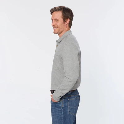 Men's No Polo Shirt Long Sleeve with Pocket