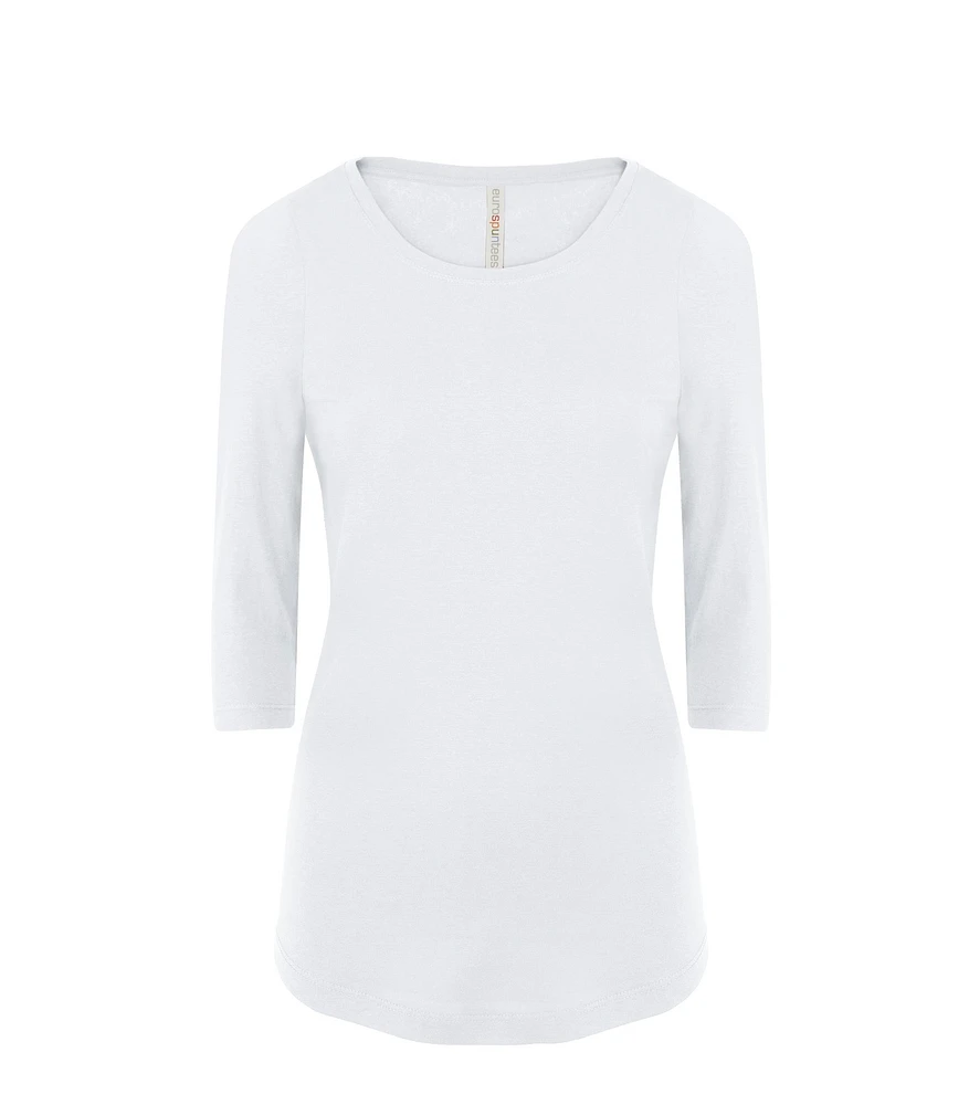 ATC8003L - EUROSPUN RING SPUN 3/4 SLEEVE LADIES TEE