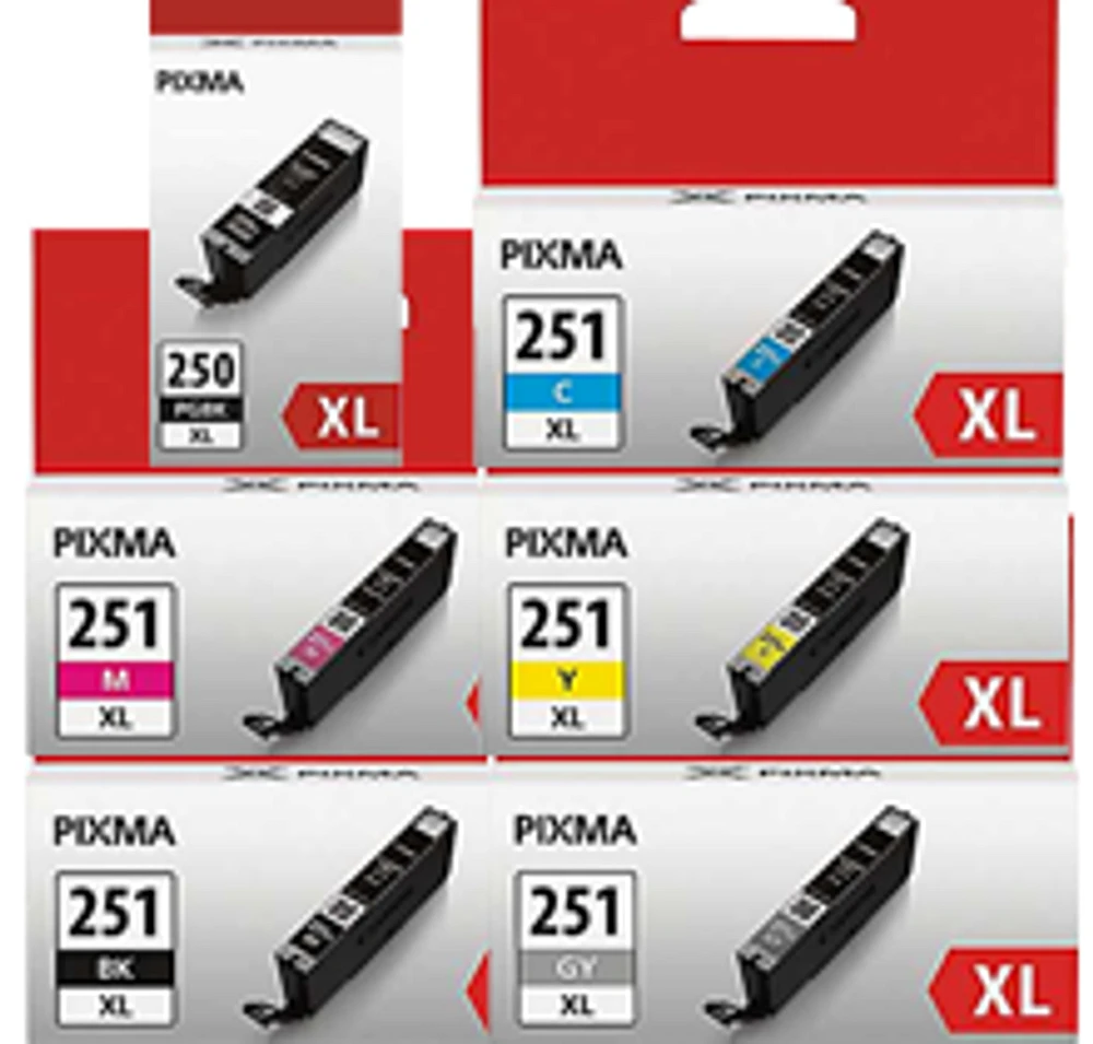 Canon PGI-250XL / CLI-251XL Ink / Inkjet High Yield Cartridge Set Black Photo Black Cyan Yellow Magenta Gray