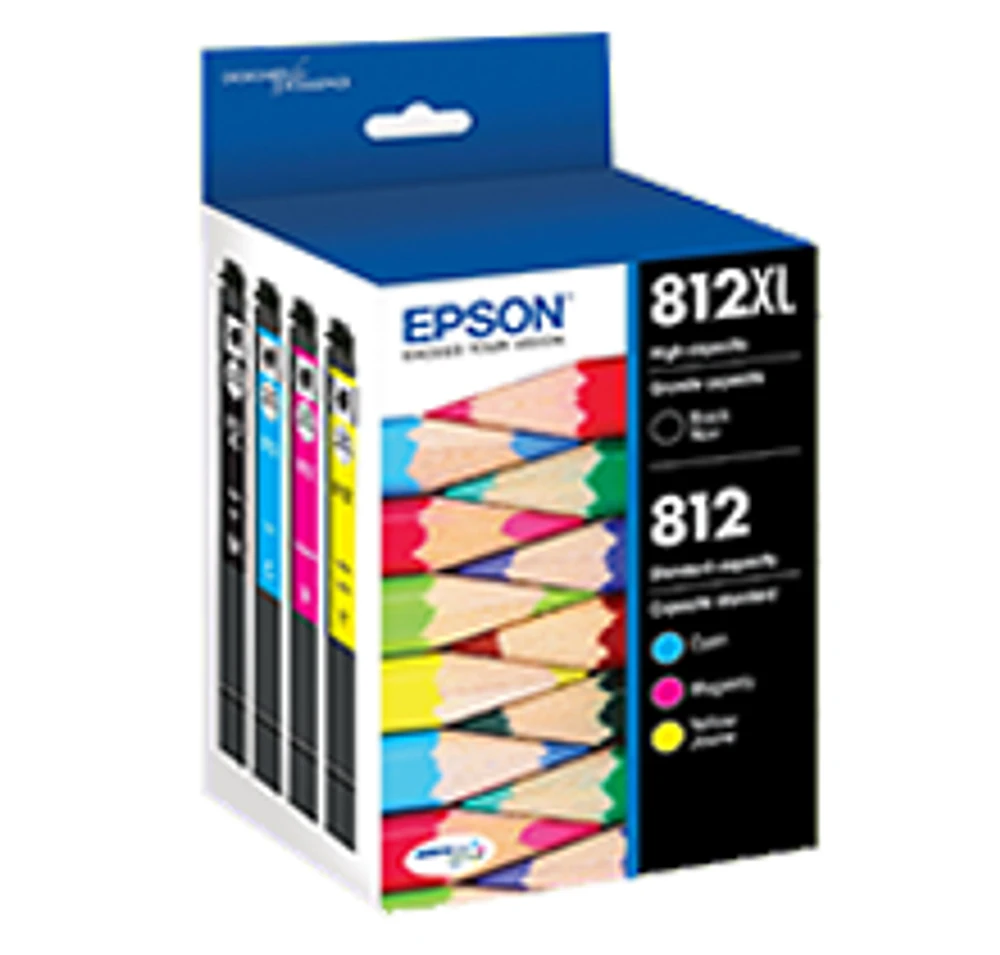 Epson T812XL-BCS Ink / Inkjet Cartridge Combo High Yield Black + Standard Yield Cyan Magenta Yellow