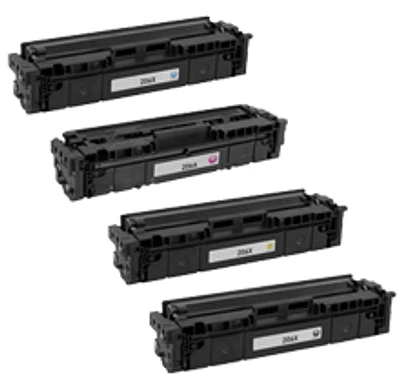 HP 206X High yield Laser Toner Cartridge Set Black Cyan Magenta Yellow No Chip