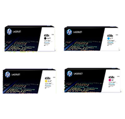 HP 658X Laser Toner Cartridge Set Black Cyan Magenta Yellow