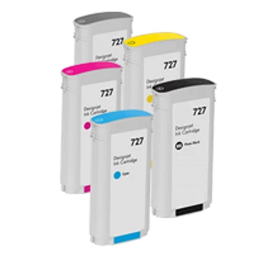 HP 727 Ink / Inkjet Cartridge Set Photo Black Cyan Magenta Yellow Gray