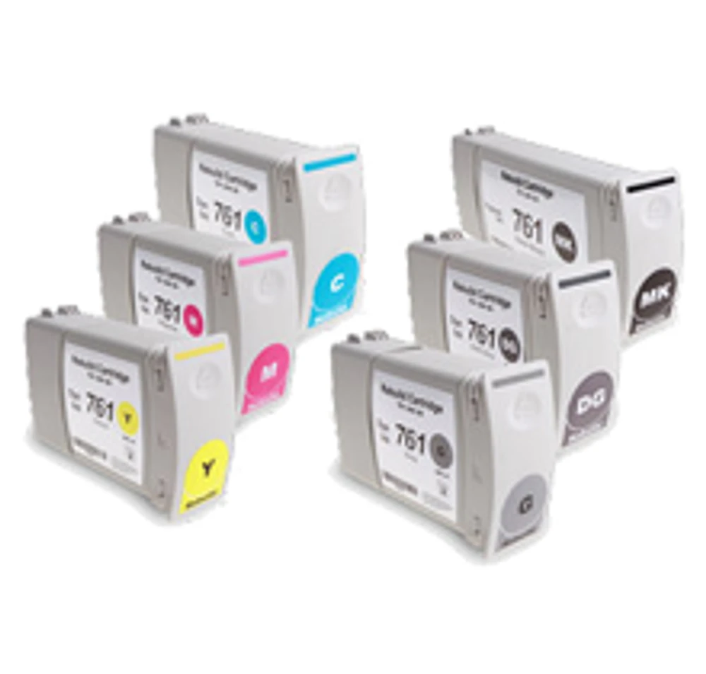 HP 761 High Yield Ink / Inkjet Cartridge Set Matte Black Cyan Magenta Yellow Gray Dark Gray