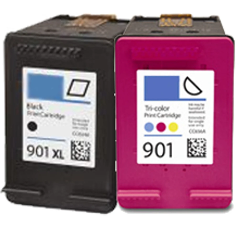 HP CC654AN / CC656AN (901XL / 901) High Yield Black Ink / Inkjet Cartridge Combo Pack Black Tri-Color