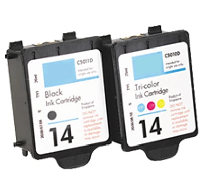 HP C5010A / C5011A (14 / 14) Ink / Inkjet Cartridge Combo Pack Black Tri-Color