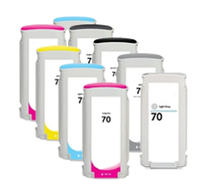 HP 70 Ink / Inkjet Cartridge Set Matte Black Photo Black Gray Cyan Magenta Yellow Light Cyan Light Magenta