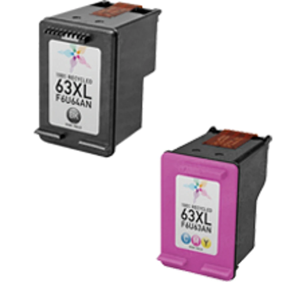 HP F6U63AN / F6U64AN (HP 63XL) High Yield Ink / Inkjet Cartridge Combo Pack Black Tri-Color