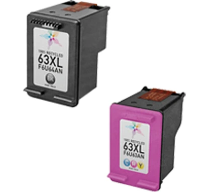 HP F6U63AN / F6U64AN (HP 63XL) High Yield Ink / Inkjet Cartridge Combo Pack Black Tri-Color