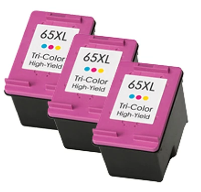 HP DT-65XL-3Color IEco-Saver Tri-Color Ink Cartridge High Yield 3PK Combo (The 1st Cartridge in the Printhead Already)  IMPORTANT!! Please DON'T upgrade any printer firmware to avoid chip issues.