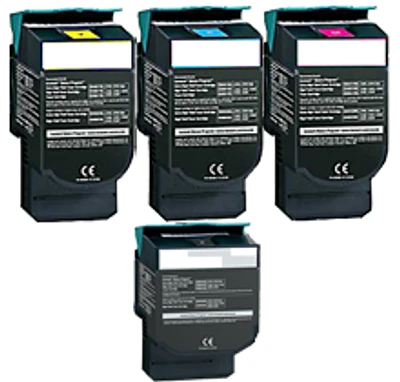 Lexmark / IBM C544 Set High Yield Laser Toner Cartridges Black Cyan Yellow Magenta