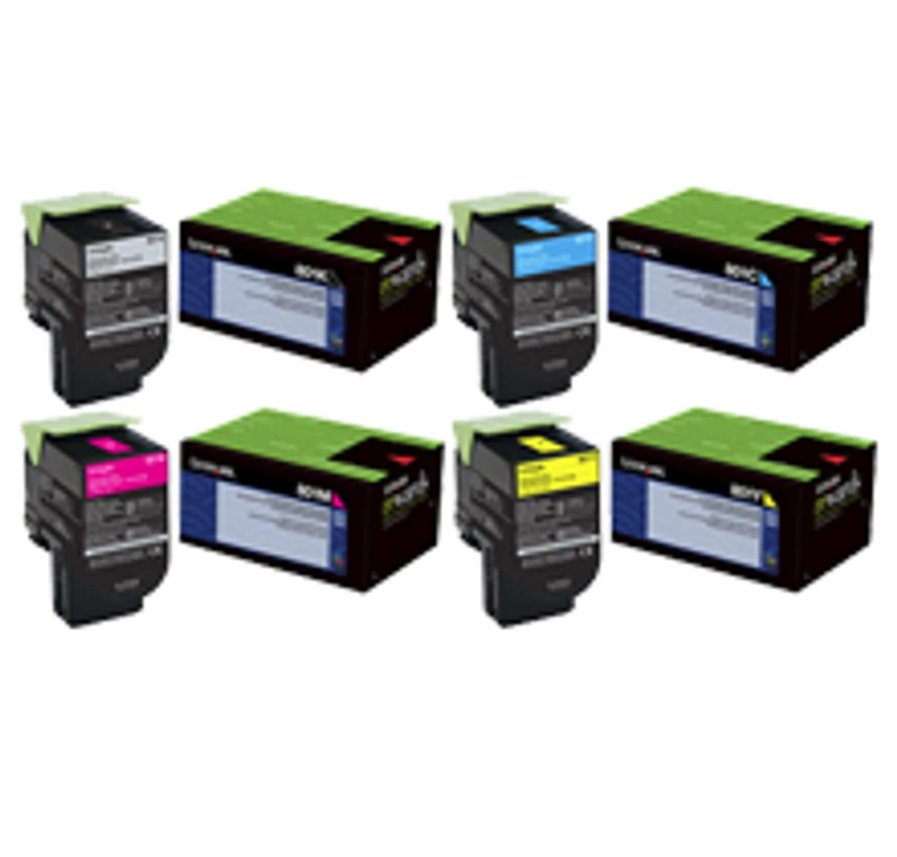 Lexmark CX310 Laser Toner Cartridge Set Black Cyan Magenta Yellow