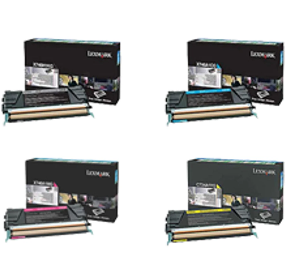 Lexmark/ IBM X746 / X748 Laser Toner Cartridge Set Black Cyan Magenta Yellow