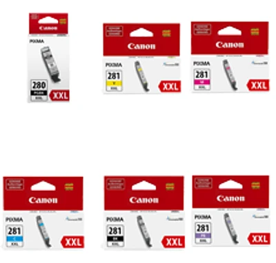 Canon PGI-280XXL (CLI-281XXL) Super High Yield Ink / Inkjet Cartridge Set Black Cyan Magenta Yellow Photo Black Photo