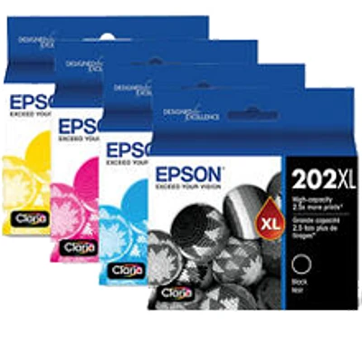 Epson T202XL (202) High Yield Ink / Inkjet Cartridge Set Black Cyan Magenta Yellow