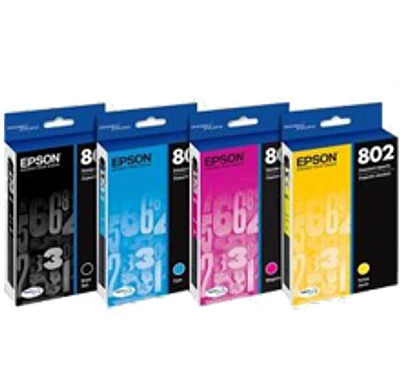 Epson T802XL T802 Ink / Inkjet Set High Yield Black + Standard Yield Cyan Magenta Yellow