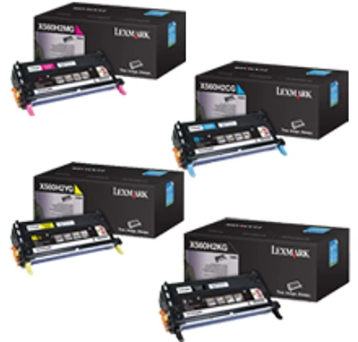 Lexmark / IBM X560N High Yield Laser Toner Cartridge Set Black Cyan Yellow Magenta