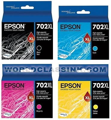 OEM-Epson T702XL High Yield INK/INKJET Cartridge Set Black Cyan Magenta Yellow