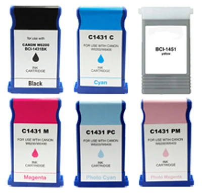 Canon W6400 Set Ink / Inkjet Cartridge Black Cyan Magenta Yellow Photo Cyan / Light Cyan Photo Magenta / Light Magenta