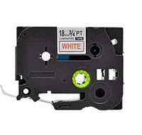 Brother TZE-242 - Red on White Laminated Tape for P-touch Label Makers - 18 mm wide x 8 m long