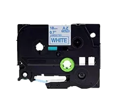 Brother TZE-243 - Blue on White Laminated Tape for P-touch Label Makers - 18 mm wide x 8 m long