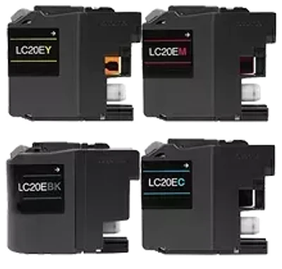 Brother LC-20E Set Ink / Inkjet Cartridge Super High Yield - Black Cyan Yellow Magenta