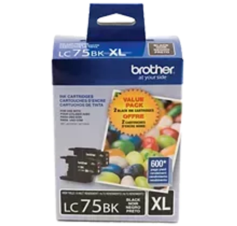 Brand New Original Brother LC-75BK Ink / Inkjet Cartridge High Yield - Pack of 2 - Black