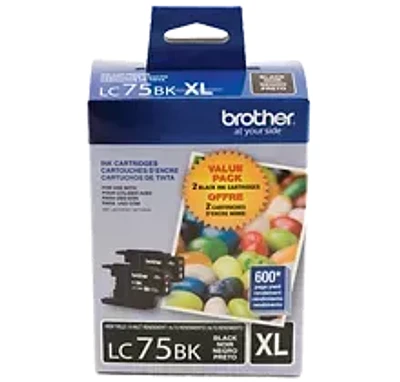 Brand New Original Brother LC-75BK Ink / Inkjet Cartridge High Yield - Pack of 2 - Black