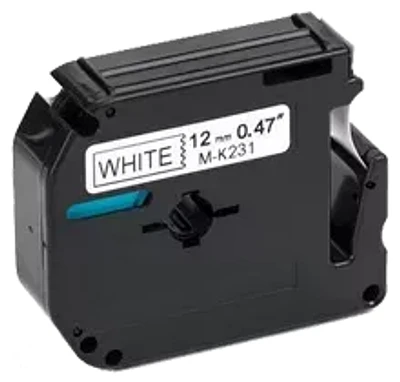 Brother MK-231 - Black on White Non-Laminated Tape for P-touch Label Makers - 0.470" x 26.2' (12mm x 8m)