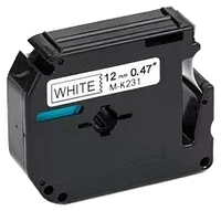 Brother MK-231 - Black on White Non-Laminated Tape for P-touch Label Makers - 0.470" x 26.2' (12mm x 8m)