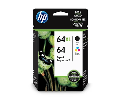 ~Brand New Original HP 3YP23AN (64XL Black + 64 Color) High Yield Black Standard Cyan Magenta Yellow Ink / Inkjet Cartridge Combo Pack