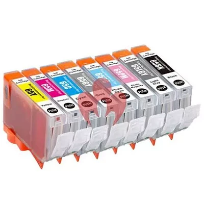 Canon CLI-65 Set Black Cyan Magenta Yellow Photo Cyan Photo Magenta Gray Light Gray Ink / Inkjet Cartridge