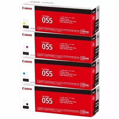 ~Brand New Original Canon Canon 055 Laser Toner Cartridge Set Black Cyan Magenta Yellow