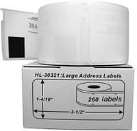 DYMO 30321 White Large Address Label Rolls - 1-2/5" x 3-1/2" 260 Labels Per Roll