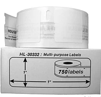 DYMO 30332 Multipurpose Label Rolls - 1" x 1" 750 Labels Per Roll