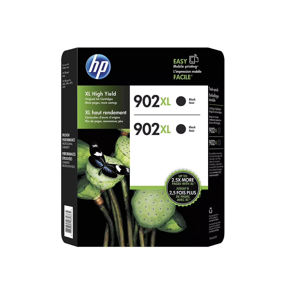 ~Brand New Original HP T0A40BN (902XL) INK / INKJET Cartridge Black High Yield Dual Pack