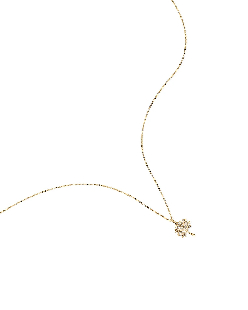 Cubic Zirconia Tree of Life Pendant Necklace in 10kt Yellow Gold