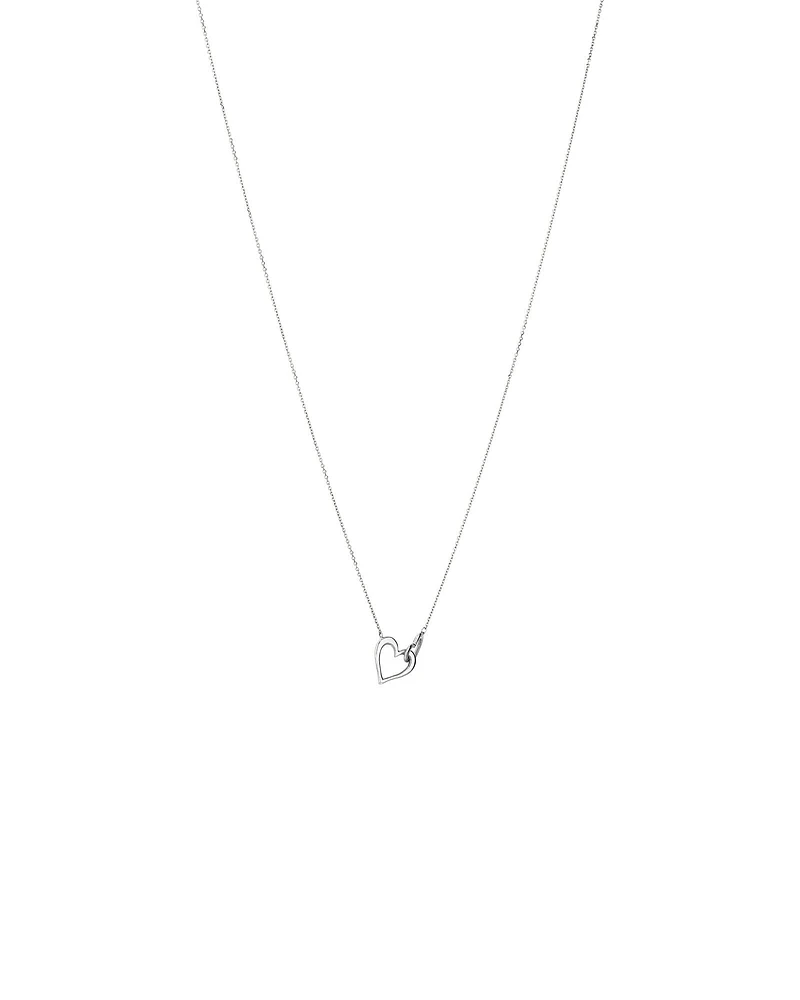 Double Open Heart Necklace in Sterling Silver